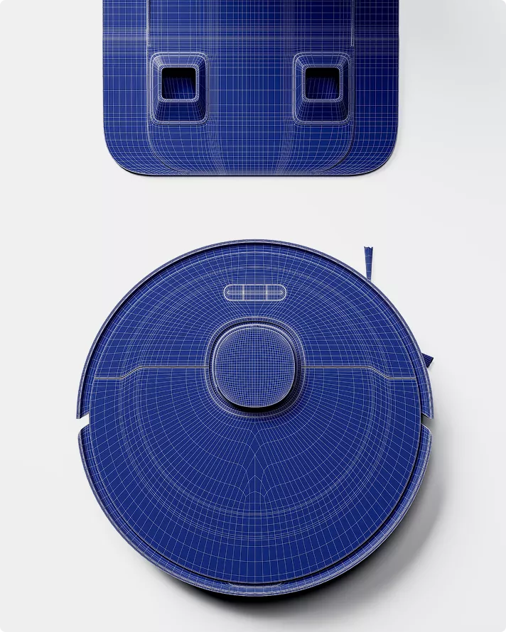 Robot vacuum wireframe top view Product modeling mesh design detail