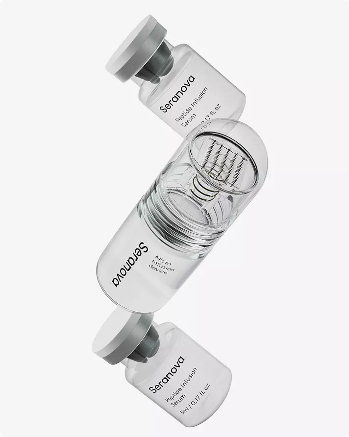 Seranova infusion device with vials Product modeling skincare system display