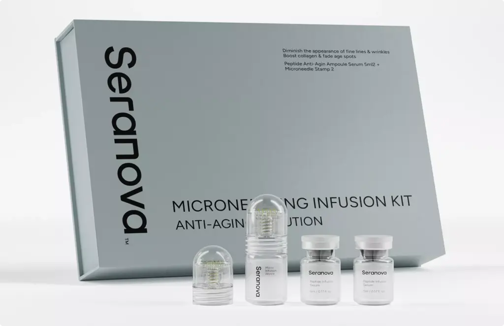 Seranova microneedling kit with vials Product modeling skincare device set