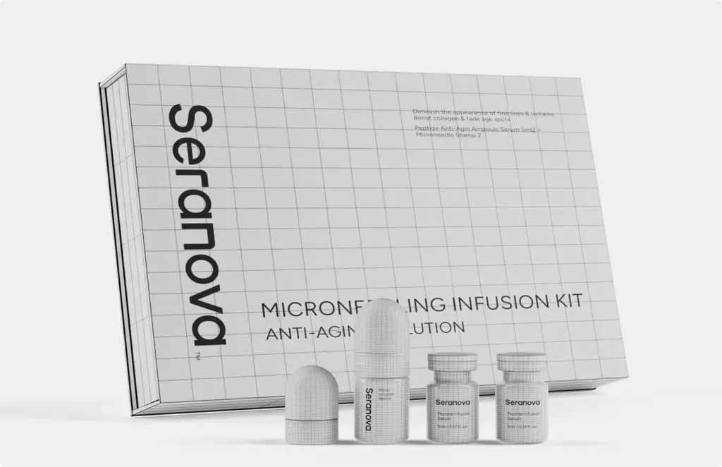 Serum kit packaging with bottles Product modeling cosmetic box presentation