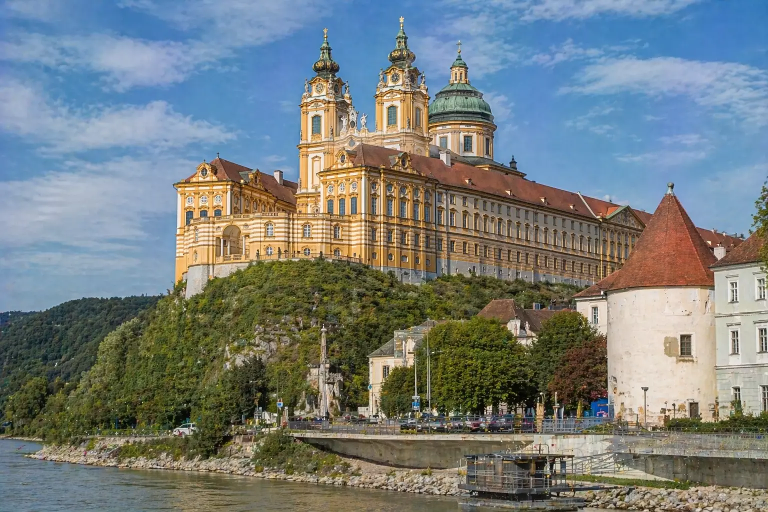 Baroque palace complex with twin towers and wide courtyard, Baroque Architecture