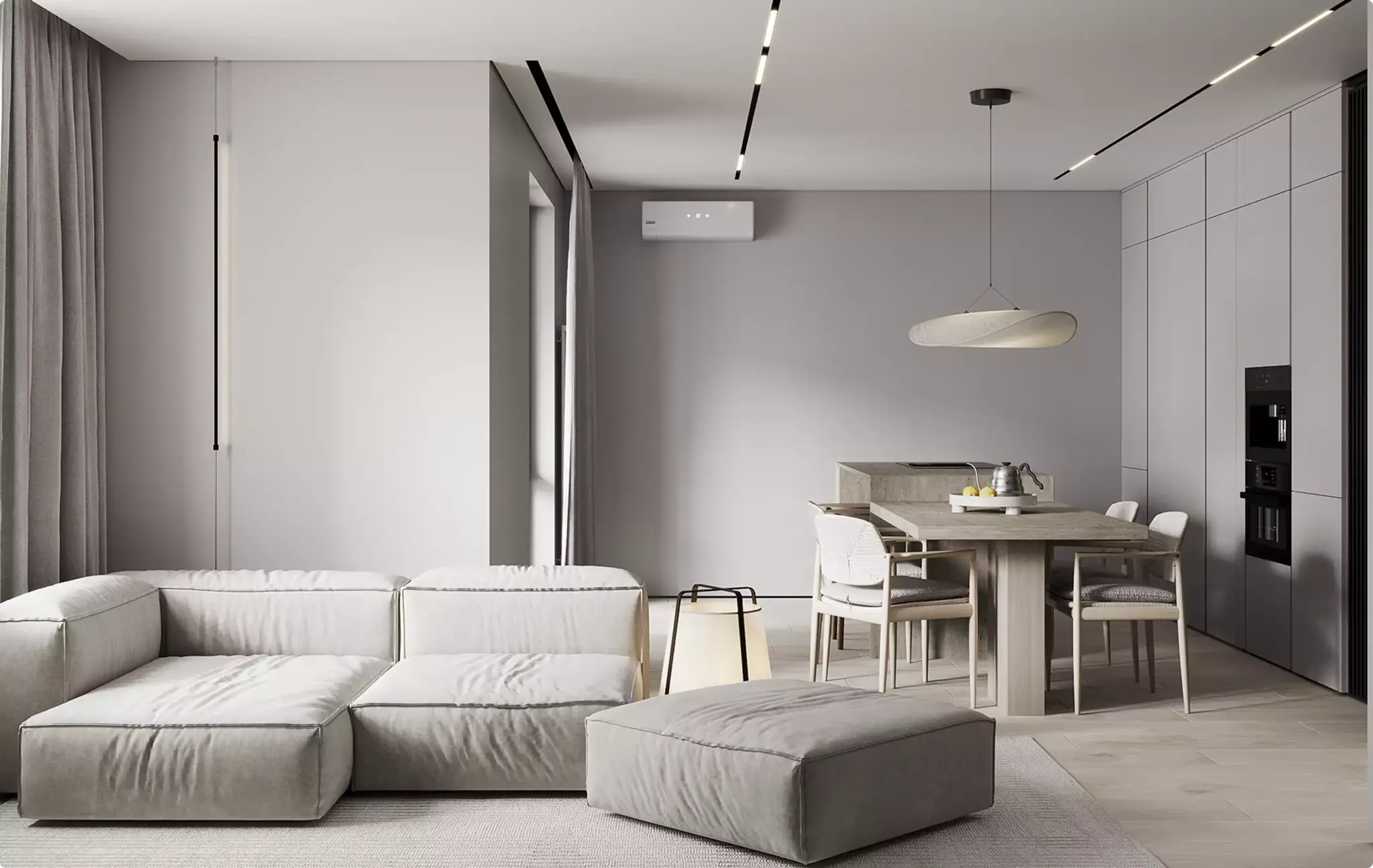 Best 3D Interior Rendering Companies in 2026 Modern gray living and dining area for comparing 3D interior rendering services
