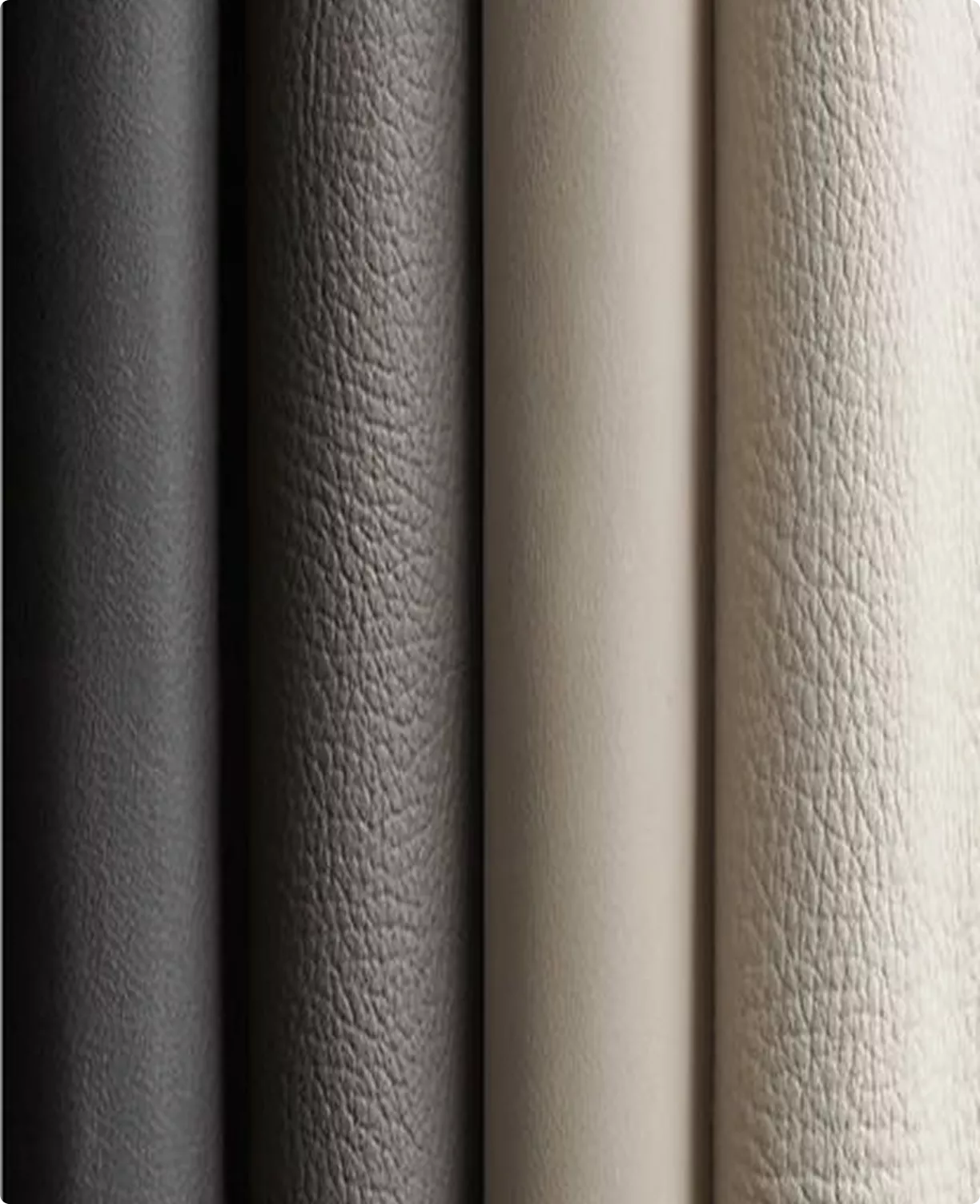 Toteme leather swatches in black taupe and beige tones