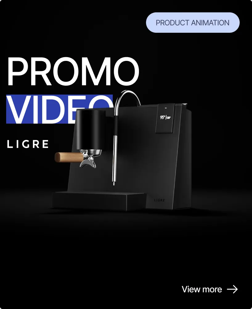 Sleek espresso machine product CGI with portafilter and steam wand on black background