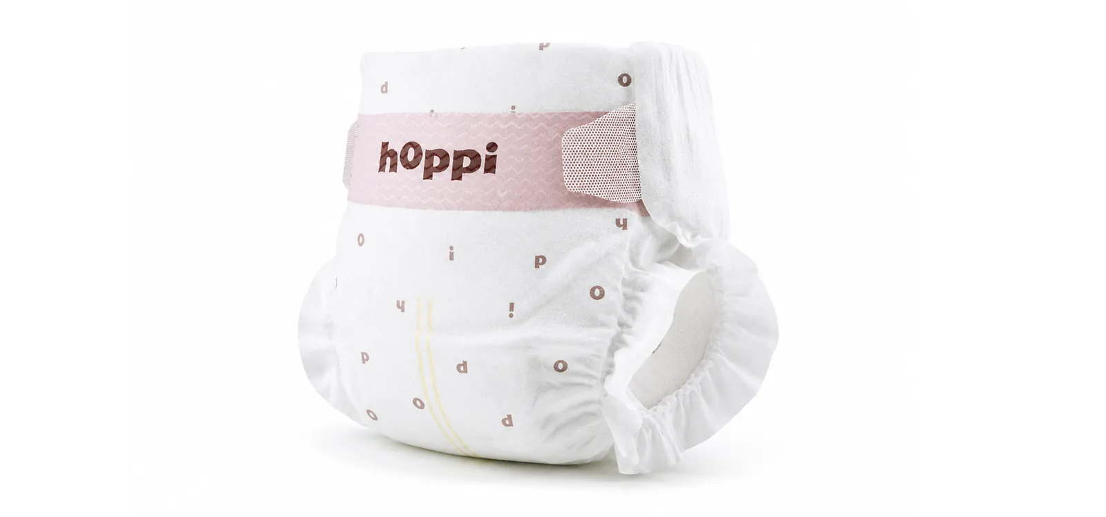 Back detail of a hoppi diaper waistband, baby diaper product render.
